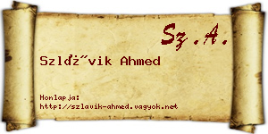Szlávik Ahmed névjegykártya